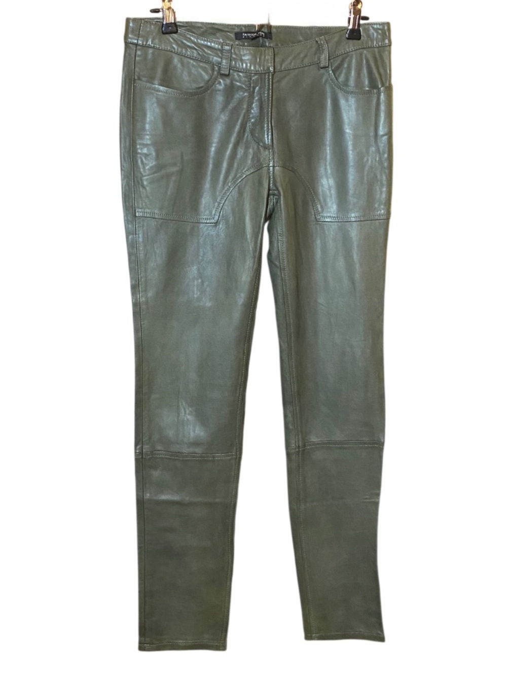 Patrizia Pepe Olive Green Buttery Soft Sheepskin Leather Skinny Pants IT 42 US 6